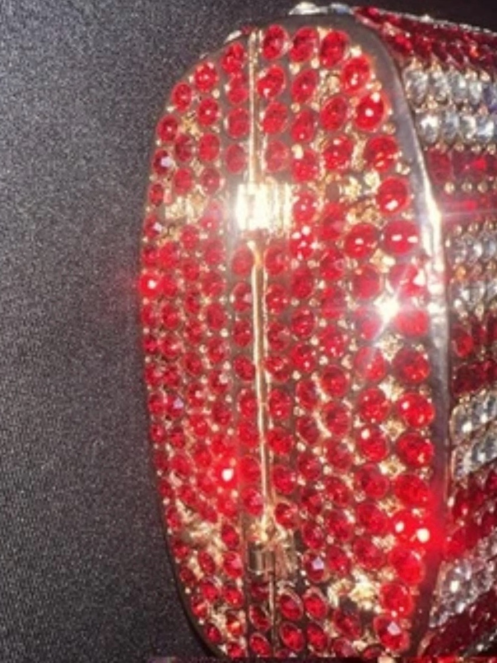 Rhinestone Popcorn Clutch mini Bag - Red & White Striped - Picture 7 of 9